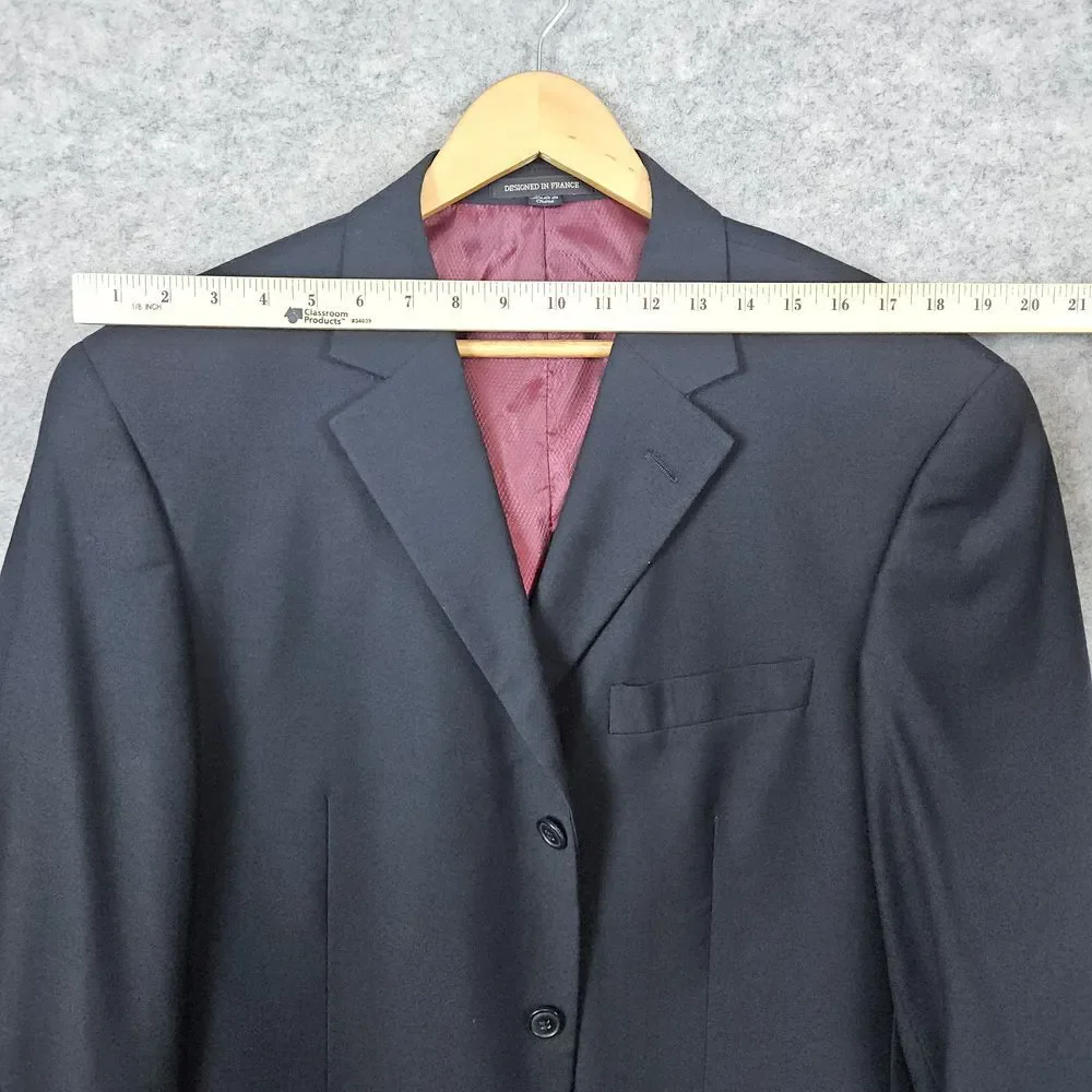 Giorgio Cosani Men's Black Blazer Size 44R 100% Wool Super 140s Hand Tailored‎